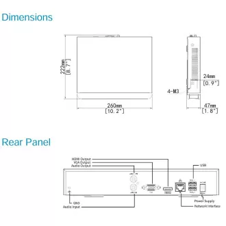 Uniview NVR301-04B-IQ, 4 kanály, max.IN:80Mbps/OUT:80Mbps, chytrá analytika SIP, UMD, 4K HDMI