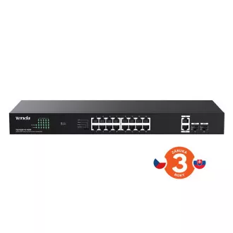 Tenda TEG1120P-16-150W PoE+ Gigabit switch 16x 1Gb/s PoE+ 802.3af/at + 2x SFP + 2x RJ45, 135W, Rack