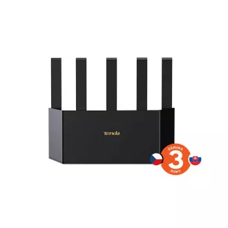 Tenda TX12L Pro AX3000 WiFi 6 Mesh Router, 1x GWAN, 3x GLAN, IPv6, 5x 6dBi, WPA 3, CZ app