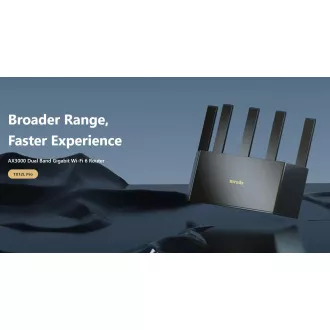 Tenda TX12L Pro AX3000 WiFi 6 Mesh Router, 1x GWAN, 3x GLAN, IPv6, 5x 6dBi, WPA 3, CZ app