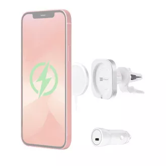 ER POWER CAR VENT MOUNT držák pro MagSafe nabíječku + 20W autonabíječka - bílá