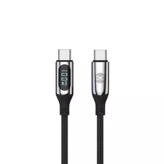 Datový kabel s LCD Forever USB-C/USB-C 1m 100W černý