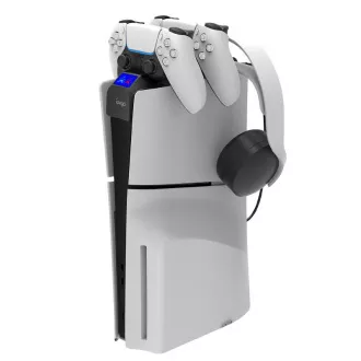 iPega P5S016 Dual Charger Dock s Držákem na Sluchátka a Ovladače pro PS5 Slim White iPega P5S016 Dual Charger Dock s Držákem na Sluchátka a Ovladače pro PS5 Slim White