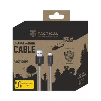 Tactical Fast Rope Aramid Cable USB-A/USB-C 2m Grey