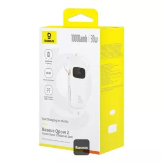 Baseus power banka Qpow 10000mAh 30W bílá s USB-C kabelem