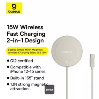 Baseus bezdrátová nabíjecí magnetická podložka Simple Mini4 Qi2 15W zlatá Baseus bezdrátová nabíjecí magnetická podložka Simple Mini4 Qi2 15W zlatá
