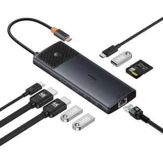Baseus Metal Gleam II Series 10v1 USB-C HUB Dokovací Stanice Cosmic Black