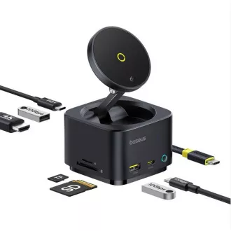 Baseus Nabíjecí stanice MagPro 7v1 s bezdrátovým nabíjením 15W cosmic black
