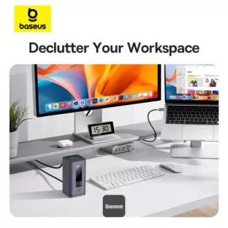 Baseus Dokovací stanice Spacemate 10v1 (USB-C PD 100W, USB-C, 2x USB-A, 2x HDMI) šedá