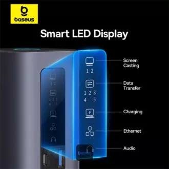 Baseus Dokovací stanice Spacemate 10v1 (USB-C PD 100W, USB-C, 2x USB-A, 2x HDMI) šedá