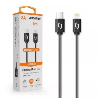 ALIGATOR Datový kabel POWER 3A, USB-C/lightning černý ALIGATOR Datový kabel POWER 3A, USB-C/lightning černý