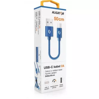 ALIGATOR PREMIUM 2A kabel, 50cm USB-C, modrá