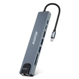 Aligator Dokovací stanice USB-C / Hub 8v1 (USB-C / 2xUSB / SD / MicroSD/ HDTV / RJ45) Aligator Dokovací stanice USB-C / Hub 8v1 (USB-C / 2xUSB / SD / MicroSD/ HDTV / RJ45)