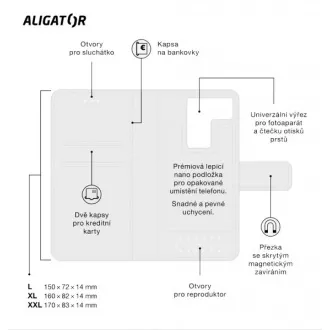 ALIGATOR pouzdro UNIVERSE, vel.XL(160*81) růžovo-zlatá