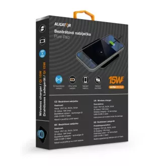 ALIGATOR bezdrátová nabíječka Aligator Pure-Pad 15W, černá