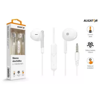 ALIGATOR AE008/Stereo/Jack/Drát/Bílá