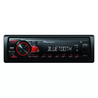 Pioneer MVH-230 autorádio s USB a Bluetooth s integrovaným mikrofonem červené