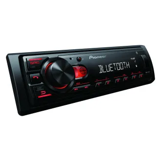 Pioneer MVH-230 autorádio s USB a Bluetooth s integrovaným mikrofonem červené