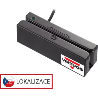 Třístopá čtečka magnetických karet MSR-100A, USB-COM, černá