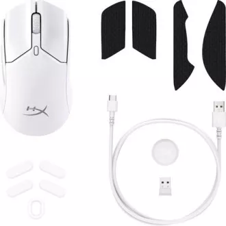 HP HyperX Pulsefire Haste 2 Mini/Herní/Optická/Pro praváky/26 000 DPI/Drátová+bezdrátová/Bílá