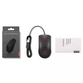 Lenovo 120/Kancelářská/Optická/1 600 DPI/Drátová USB/Černá