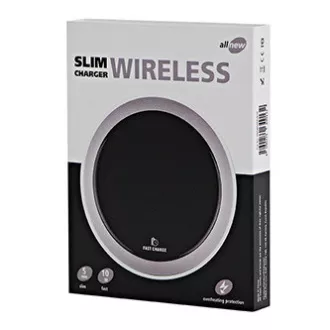 All New, Bezdrátová nabíječka, ultra tenká, pro telefon, stříbrná, 5/9V, 10W, ochrana proti přehřátí, Qi