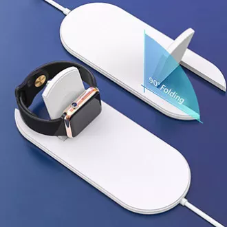 2v1 bezdrátová nabíječka, pro telefon a Apple Watch, bílá, 5V, 10W, Qi