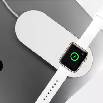 2v1 bezdrátová nabíječka, pro telefon a Apple Watch, bílá, 5V, 10W, Qi