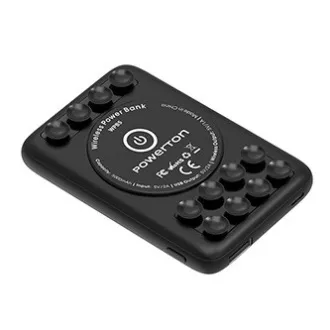 Powerton, power banka s bezdrátovým nabíjením, Li-Pol, 5V, nabíjení telefonů/tabletů, WBP5, 5000mAh, přísavky pro přilnutí k telef Powerton, power banka s bezdrátovým nabíjením, Li-Pol, 5V, nabíjení telefonů/tabletů, WBP5, 5000mAh, přísavky pro přilnutí k telef