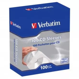 Papírová pouzdra na disky CD 1 KS CD, Papír, bílá, s okýnkem, Verbatim, po 100 ks