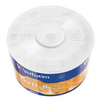 Verbatim DVD-R, Matt Silver, 43791, 4.7GB, 16x, wrap, 50-pack, bez možnosti potisku, 12cm, pro archivaci dat