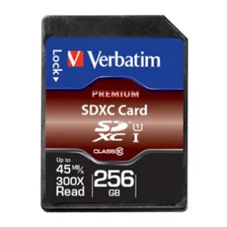 Verbatim paměťová karta Secure Digital Card Premium U1, 256GB, SDXC, 44026, UHS-I U1 (Class 10)