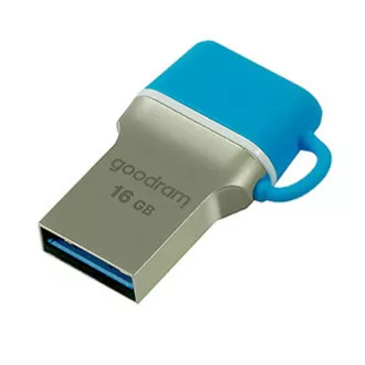 Goodram USB flash disk OTG, USB 3.0, 16GB, ODD3, modrý, ODD3-0160B0R11, USB A / USB C, s krytkou