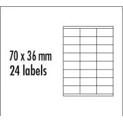 Logo etikety 70mm x 36mm, A4, matné, červené, 24 etikety, baleno po 10 ks, pro inkoustové a laserové tiskárny