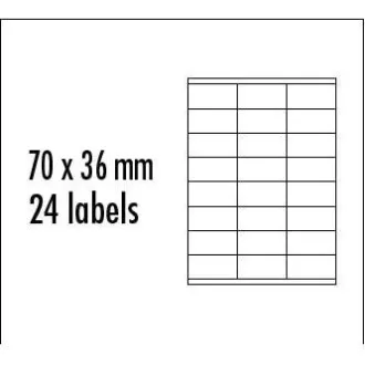 Logo etikety 70mm x 36mm, A4, matné, žluté, 24 etikety, baleno po 10 ks, pro inkoustové a laserové tiskárny