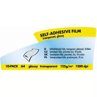 Logo samolepicí fólie, čirá, lesklá, průhledná, A4, 125 g/m2, 1200dpi, 10 listů, pro laserové tiskárny, L