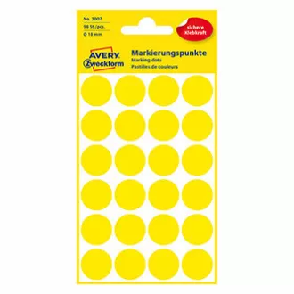 Avery Zweckform etikety 18mm, žluté, 24 etiket, značkovací, baleno po 4 ks, 3007, pro ruční popis