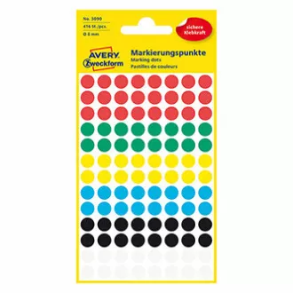 Avery Zweckform etikety 8mm, barevné, 104 etiket, značkovací, snímatelné, baleno po 4 ks, 3090, pro ruční popis Avery Zweckform etikety 8mm, barevné, 104 etiket, značkovací, snímatelné, baleno po 4 ks, 3090, pro ruční popis