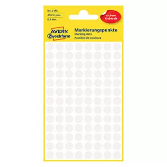 Avery Zweckform etikety 8mm, bílé, 104 etiket, značkovací, baleno po 4 ks, 3175, pro ruční popis