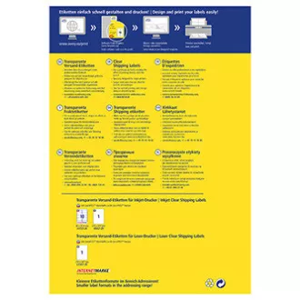 Avery Zweckform etikety 210mm x 297mm, A4, průhledné, transparentní, 1 etiketa, na balíky, baleno po 25 ks, J8567-25, pro inkousto