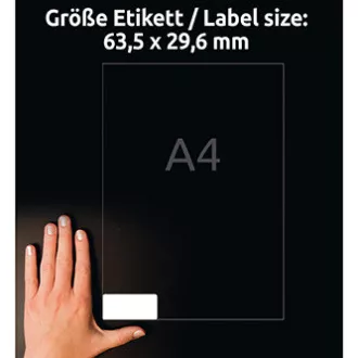 Avery Zweckform etikety 63.5mm x 29.6mm, A4, bílé, 27 etiket, odnímatelná, baleno po 25 ks, L4737REV-25, pro laserové a inkoustové