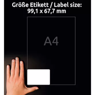 Avery Zweckform etikety 99.1mm x 67.7mm, A4, matné, bílé, 8 etiket, velmi odolné, baleno po 20 ks, L4715-20, pro laserové tiskárny