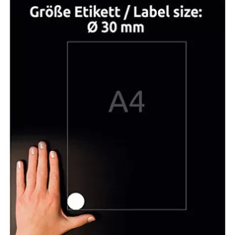 Avery Zweckform etikety 30mm, A4, matné, bílé, 48 etiket, velmi odolné, baleno po 20 ks, L4716-20, pro laserové tiskárny a kopírky