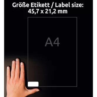 Avery Zweckform etikety 45.7mm x 21.2mm, A4, matné, bílé, 48 etiket, velmi odolné, baleno po 20 ks, L4778-20, pro laserové tiskárn