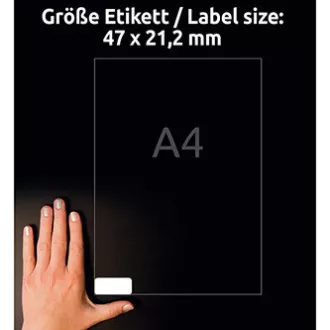 Avery Zweckform etikety 45.7mm x 21.2mm, A4, bílé, 48 etiket, velmi odolné, baleno po 10 ks, L7911-10, pro laserové tiskárny a kop