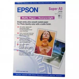 Epson Matte Paper Heavyweight, C13S041264, foto papír, matný, silný typ bílý, Stylus Photo 1270, 1290, A3+, 167 g/m2, 50 ks, inkou Epson Matte Paper Heavyweight, C13S041264, foto papír, matný, silný typ bílý, Stylus Photo 1270, 1290, A3+, 167 g/m2, 50 ks, inkou