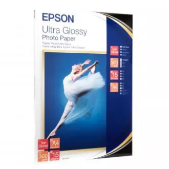Epson Ultra Glossy Photo Paper, C13S041927, foto papír, lesklý, bílý, R200, R300, R800, RX425, RX500, A4, 300 g/m2, 15 ks, inkoust