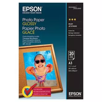 Epson Glossy Photo Paper, C13S042536, foto papír, lesklý, bílý, Stylus Color, Photo, Pro, A3, 200 g/m2, 20 ks, inkoustový Epson Glossy Photo Paper, C13S042536, foto papír, lesklý, bílý, Stylus Color, Photo, Pro, A3, 200 g/m2, 20 ks, inkoustový