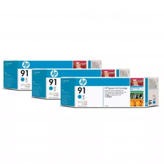 HP 91 (C9483A) - cartridge, cyan (azurová) 3ks