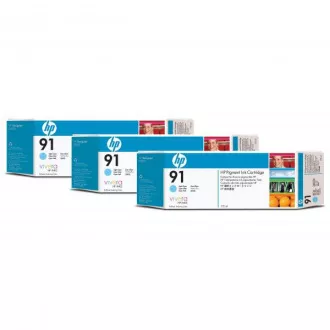 HP 91 (C9486A) - cartridge, light cyan (světle azurová) 3ks